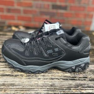 NWT Skechers Men's Cankton Steel Toe Leather & Mesh Work Shoes Memory Foam Sz 13